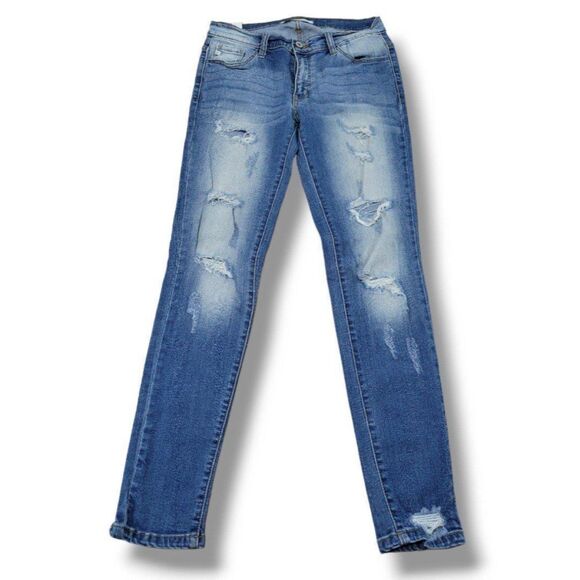 Kancan Jeans Size 28 W28"xL30" Skinny Jeans Destroyed Ripped Distressed Stretch - Picture 1 of 8